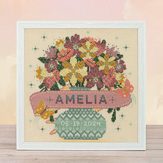 Modern Baby Sampler: Bouquet and Butterflies